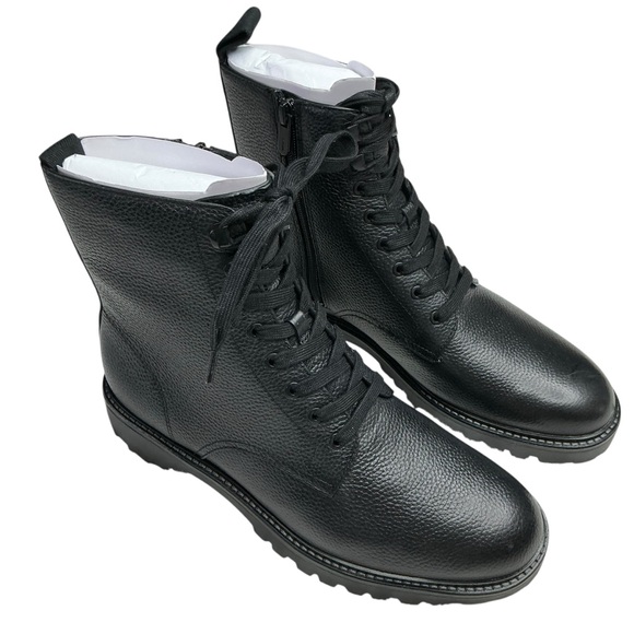 Vince Men’s Dominic Black Textured Leather Boots Sz 9